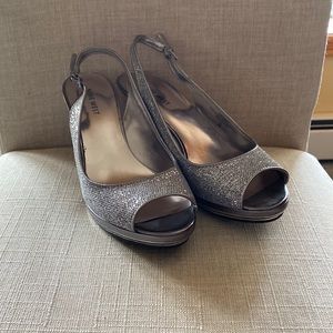 Nine West Sparkly Silver High Heels